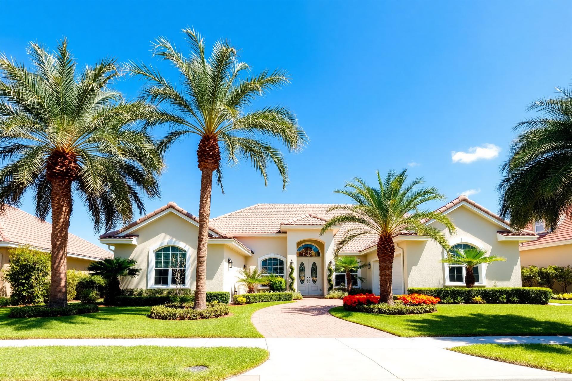 Beautiful home with palm trees